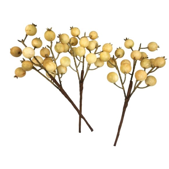Artificial Cream Berry Stem Faux Floral Decoration Single Stem - Picture 3 of 8